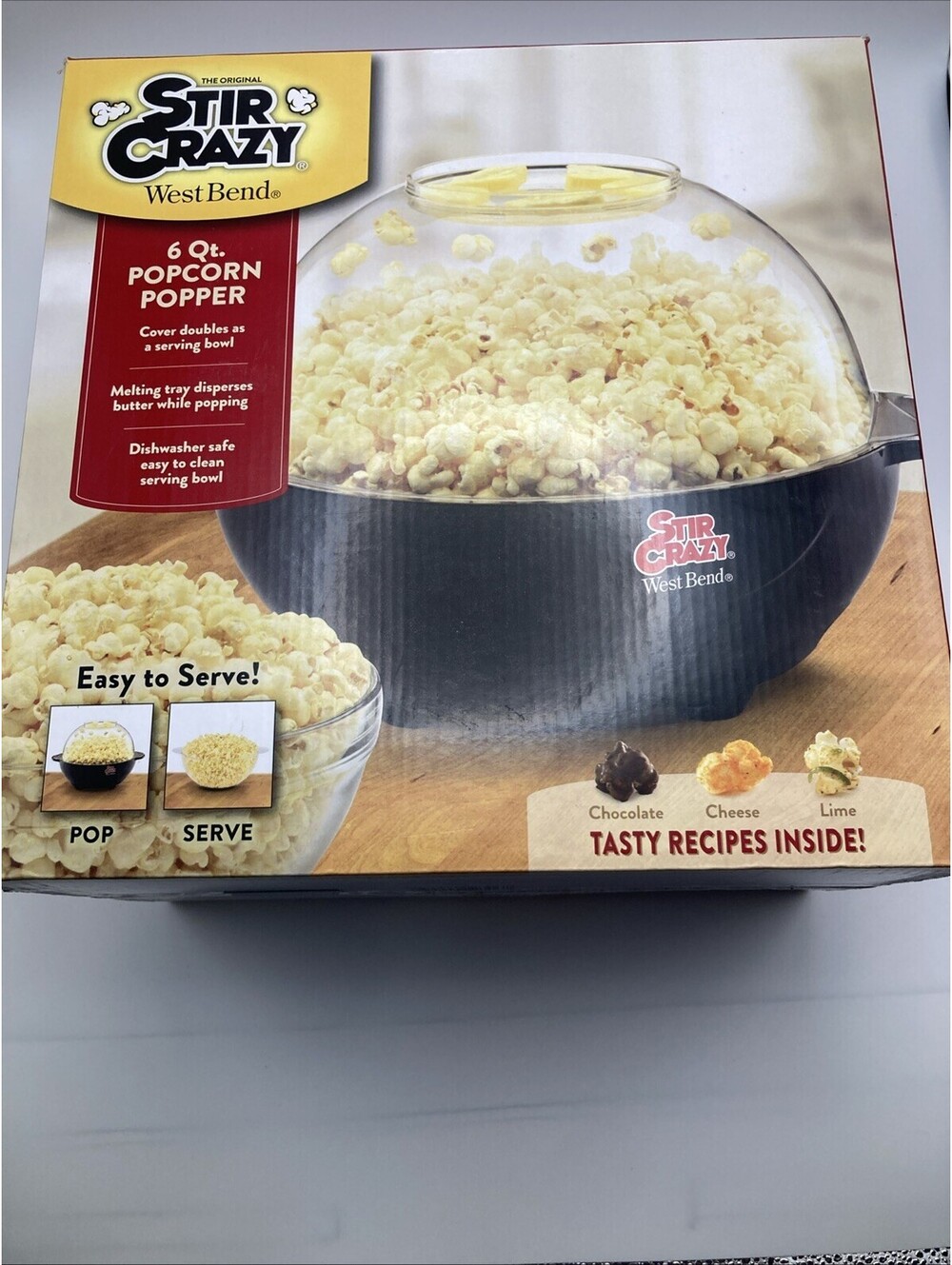 West Bend Stir Crazy 6 Qt Popcorn Popper Model 82306 Open Box